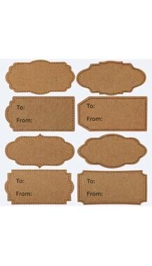 640 Pcs Natural Brown Kraft Gift Tags 2.4" X 1.2", Adhesive Stickers for Christm